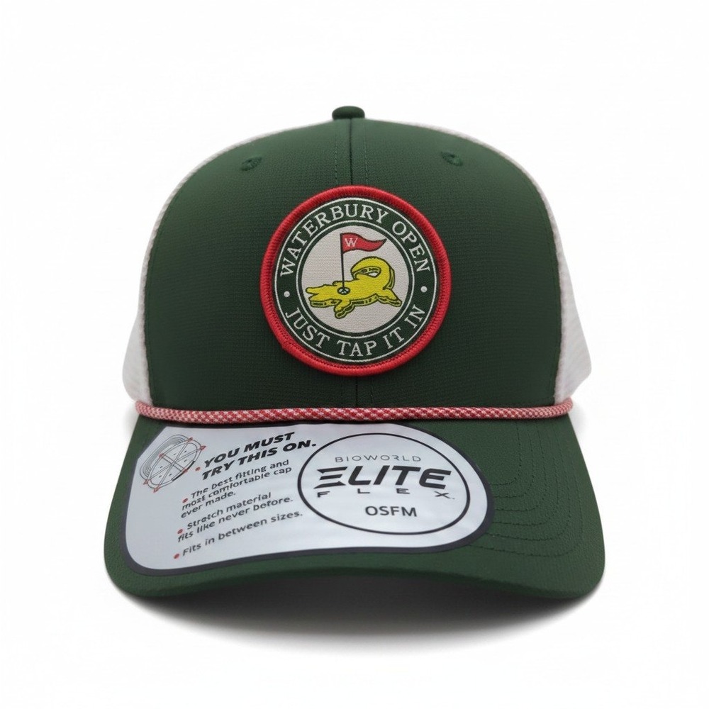 Happy Gilmore Waterbury Open Just Tap It In Elite Flex Trucker Hat Green White